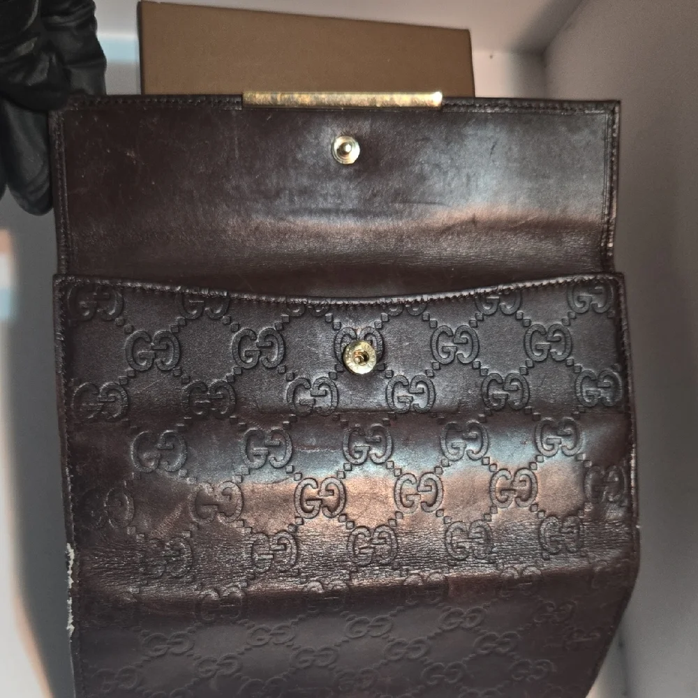 Gucci Dark Brown Embossed Leather Wallet - Picture 8 of 16
